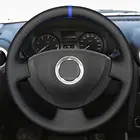 Черные сапоги из натуральной кожи чехол рулевого колеса автомобиля для Lada Largus 1 Nissan Almera 3 G15 Renault Logan 1 Sandero 1 Clio 2