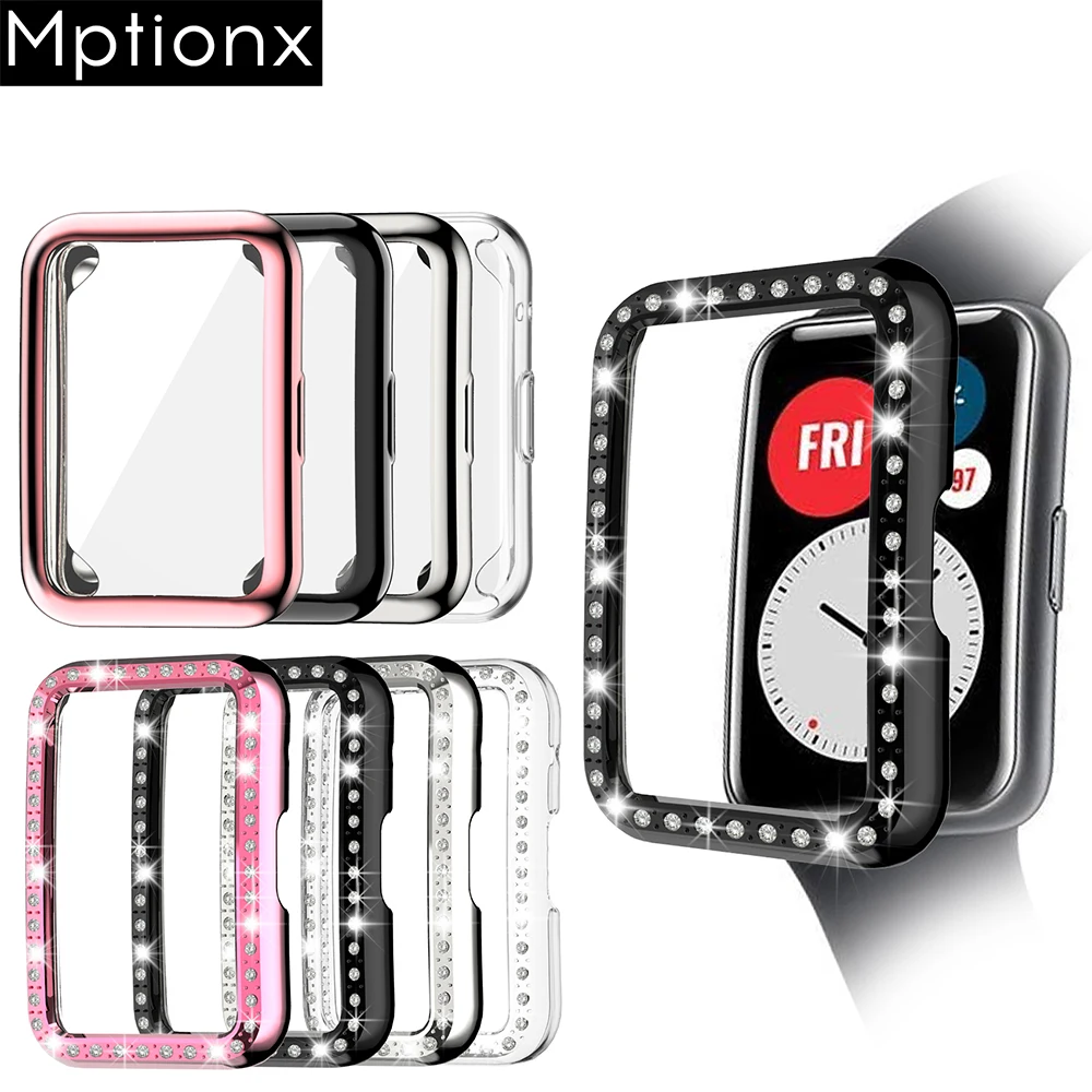 Case for Huawei Watch fit Cover Plated Accessories TPU Bumper All-Around Screen Protector and Bling Case for Huawei Watch fit