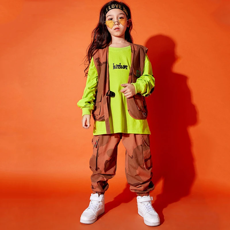Детская танцевальная одежда в стиле хип хоп рабочая жилет футболка брюки костюм