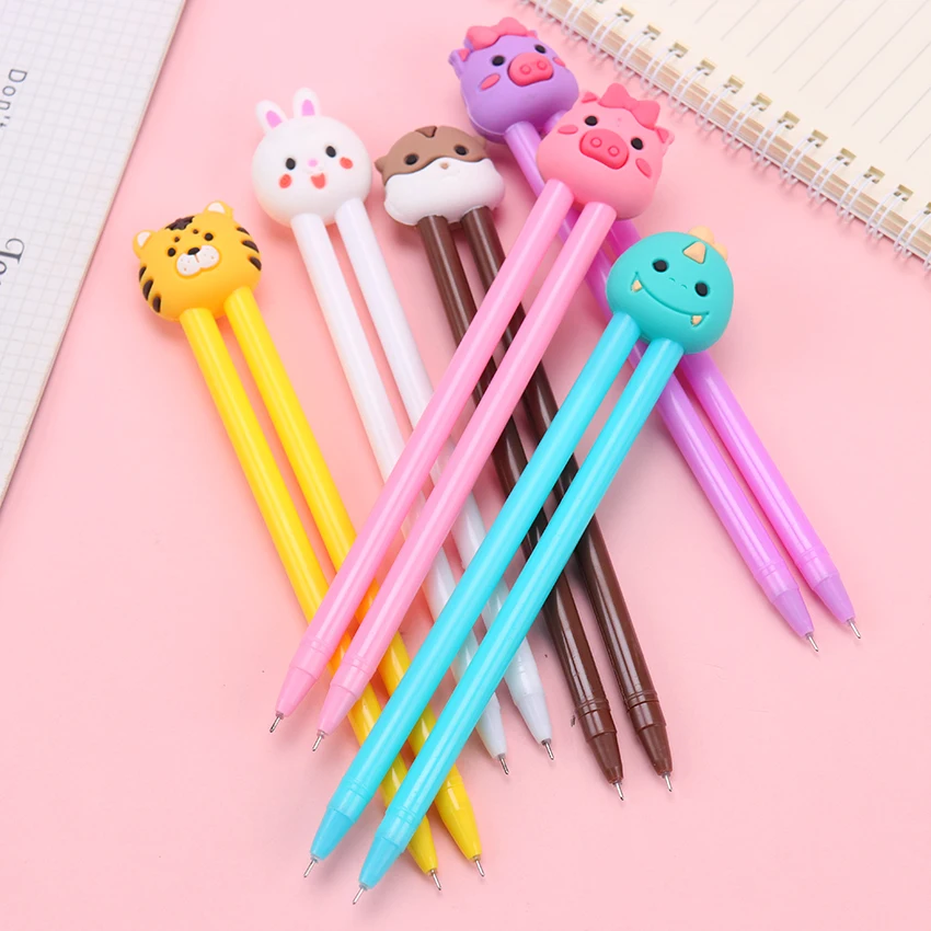 2 шт./пара ленивый штраф ручка 0,5 мм, принт с героями мультфильмов Kawaii, Животные записи пара гелевая ручка школы и офиса письменные принадлежности Канцтовары для студентов
