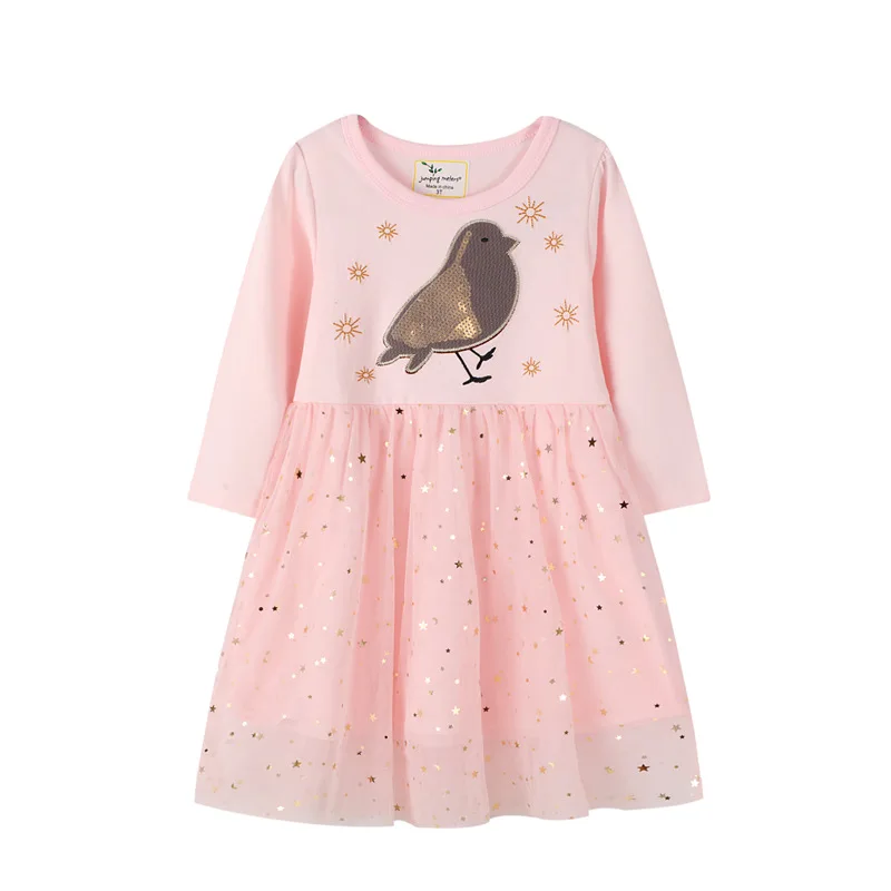 

Patchwork Sequins Kids Long Sleeve Dresses Baby Girls Princess Tulle Dress Children Casual Clothes Birthday Party Dresses