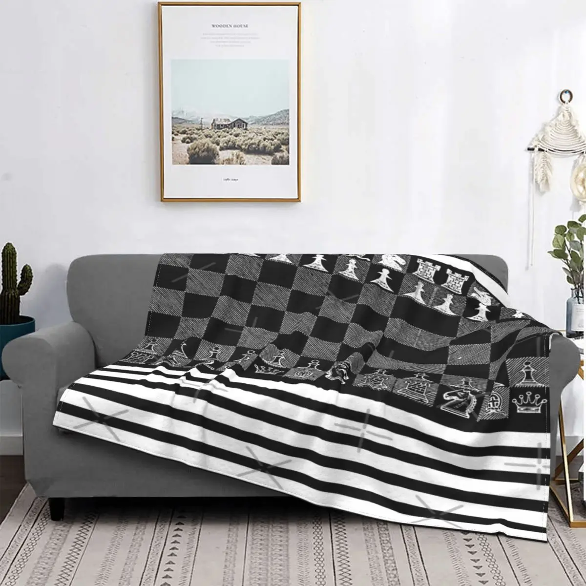 

Manta a cuadros mullida para niños, cobertor para la cama, colcha para jugadores de ajedrez