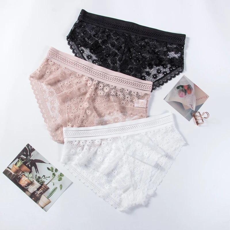 3 шт. сексуальные кружевные трусики для женщин нижнее белье модное дышащие