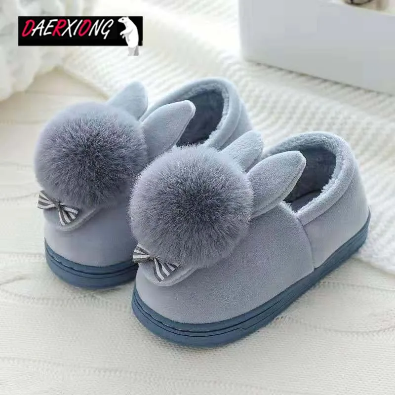 Детские хлопковые тапочки теплые толстые домашние для мальчиков и девочек милые