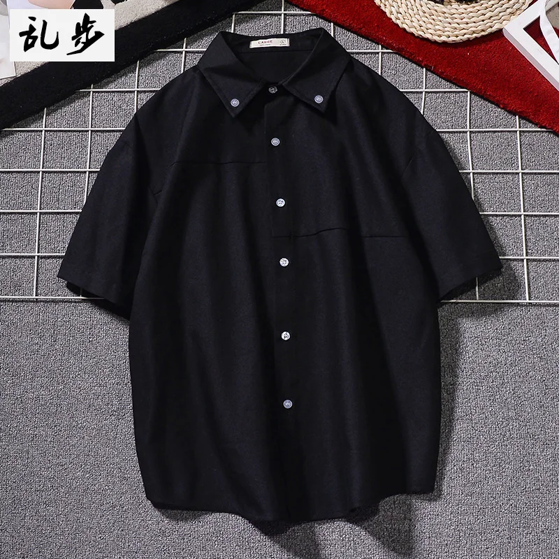 

Mens Cotton Blouse Short Sleeve Fashion Baggy Buttons Summer Solid Color Comfortable Casual Loose Holiday Shirts Tee Tops 4XL