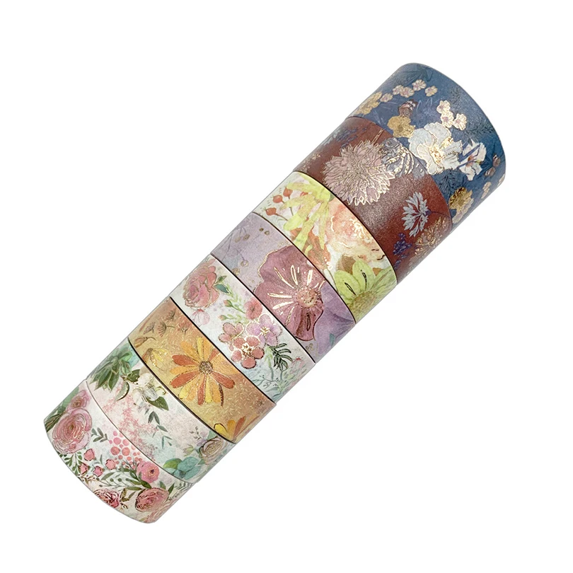 Набор декоративного скотча Васи 8 рулонов декоративных лент Цветочная