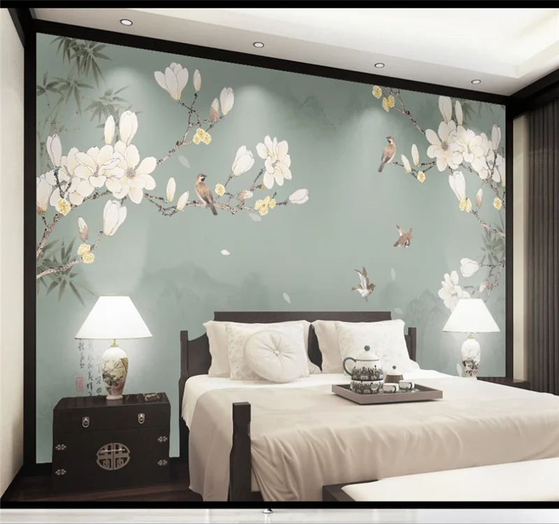 Большие Настенные обои на заказ Новые в китайском стиле Бамбуковая Магнолия