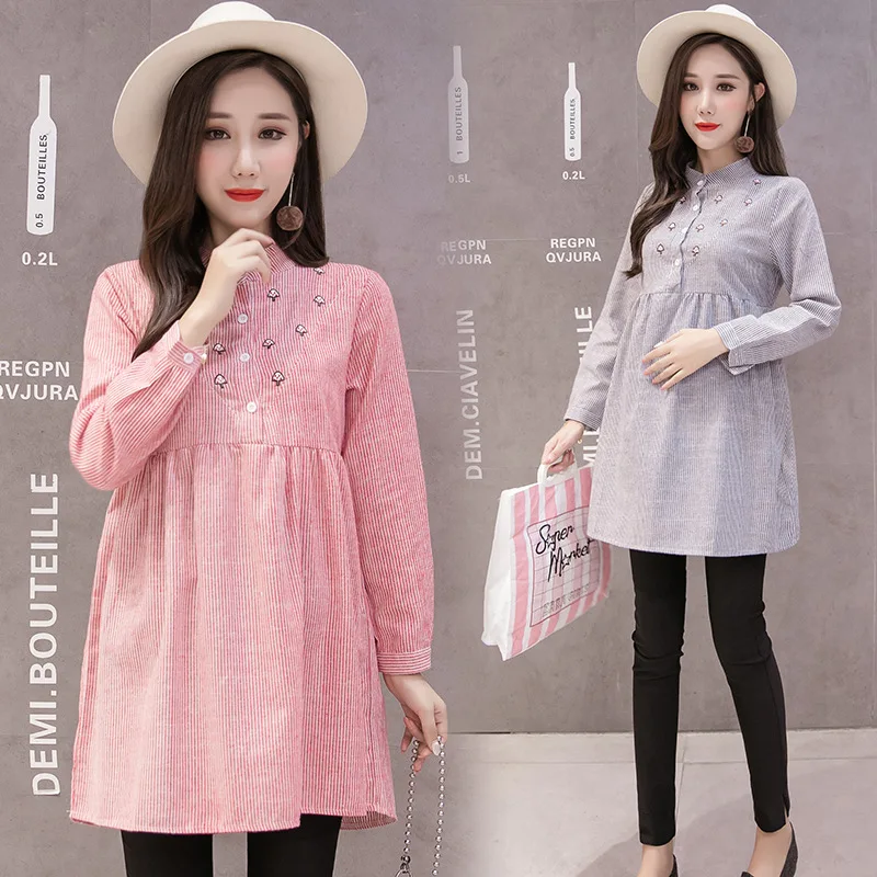 Осенние женские платья с длинным рукавом для беременных топы Повседневное