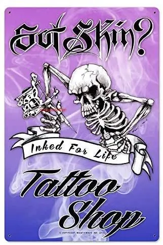 

Металлический жестяной ретро-знак с черепом и татуировкой, 8x12 дюймов