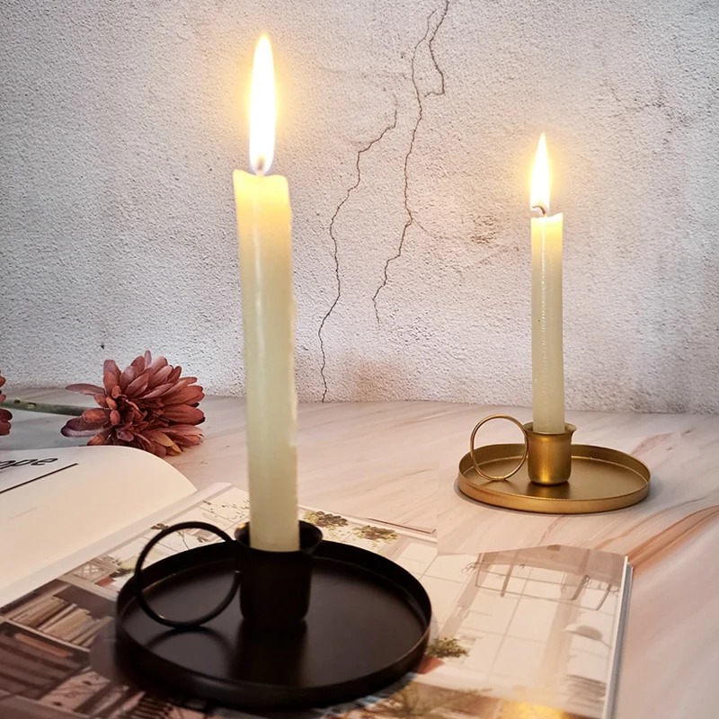 

1PC European Vintage Candle Holder Gold Candlestick Holders Christmas Wedding Home Decorations