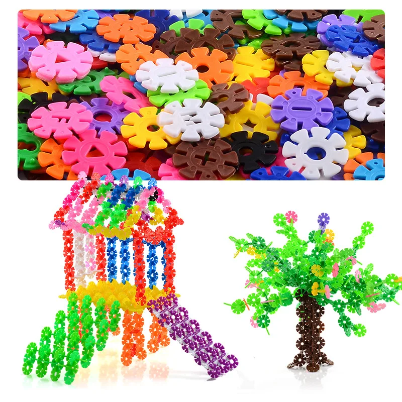 3D Puzzle Jigsaw Plastic Snowflake Building Creative Toys Kids Flakes Interlocking Plastic Disc Set Construction kids brain toy