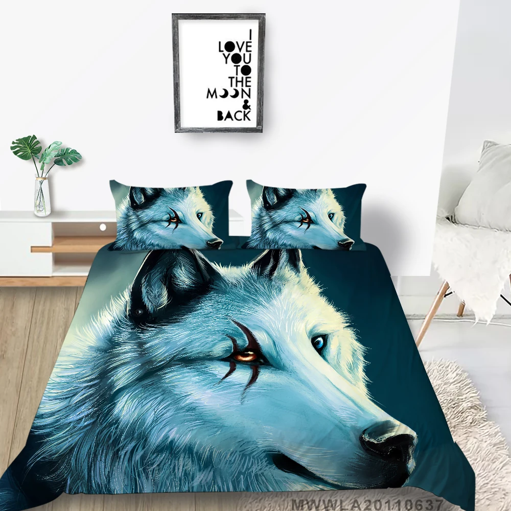 

Howling Wolf Bedding Set Animal Simple 3D Print Duvet Cover Green King Twin Full Double Queen Single Fashion Bed Set Nature
