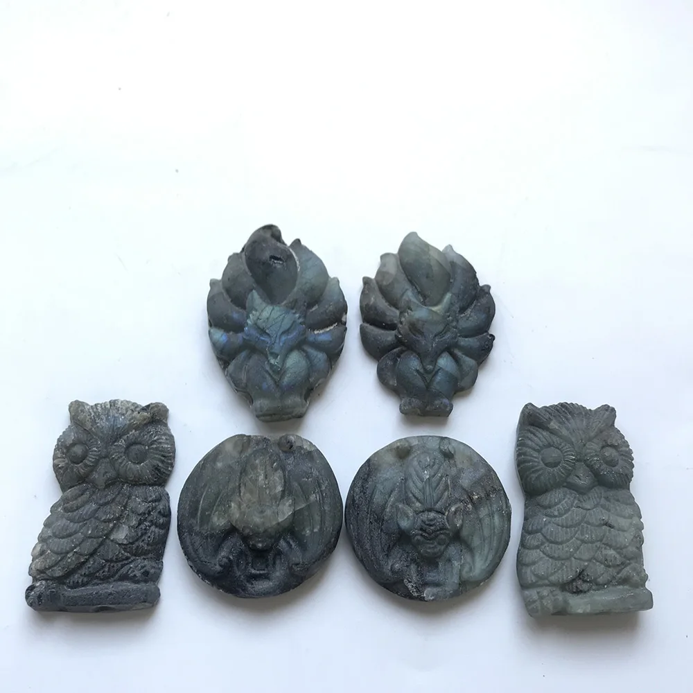 Высококачественный натуральный камень лабрадорит с 9 хвостым лисьим покрытием