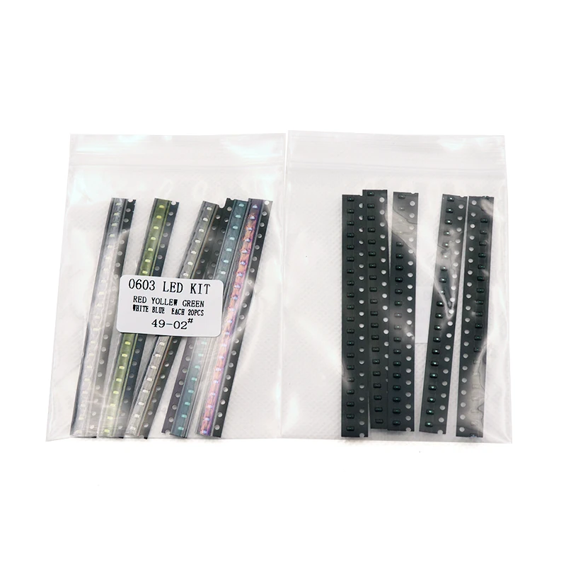 5 colors x20pcs =100pcs SMD 0603 led kit Red/Green/Blue/Yellow/White  LED Light Diode Free Shipping KIT