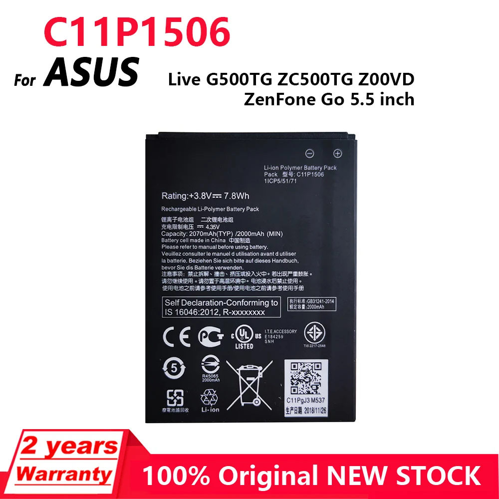 100% Оригинальный аккумулятор 2070 мАч C11P1506 для ASUS Live G500TG ZC500TG Z00VD ZenFone Go 5 дюймовый