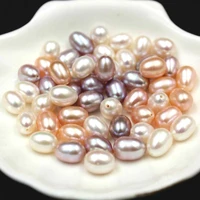 2pcsbag natural freshwater pearl loose beads high light half hole rice shaped pearl earrings diy earrings necklace accessories