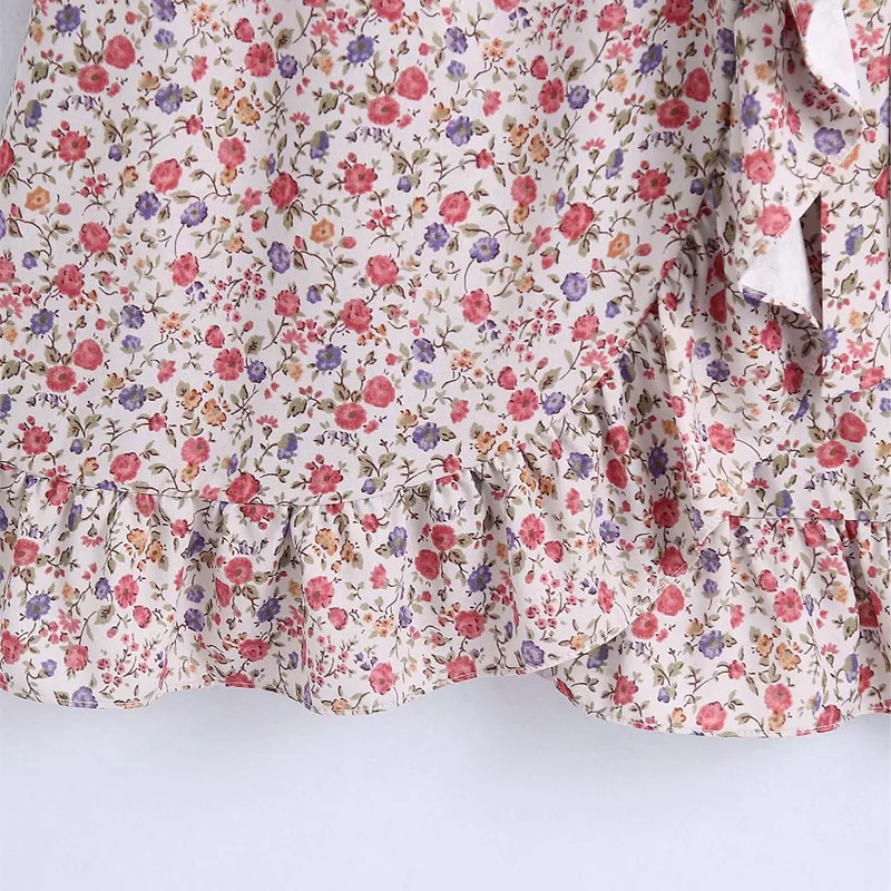 

2021 Spring Summer Square Neck Long Sleeve Ruffled Slim Dress Women's Casual Flower Printed Dresses for Women