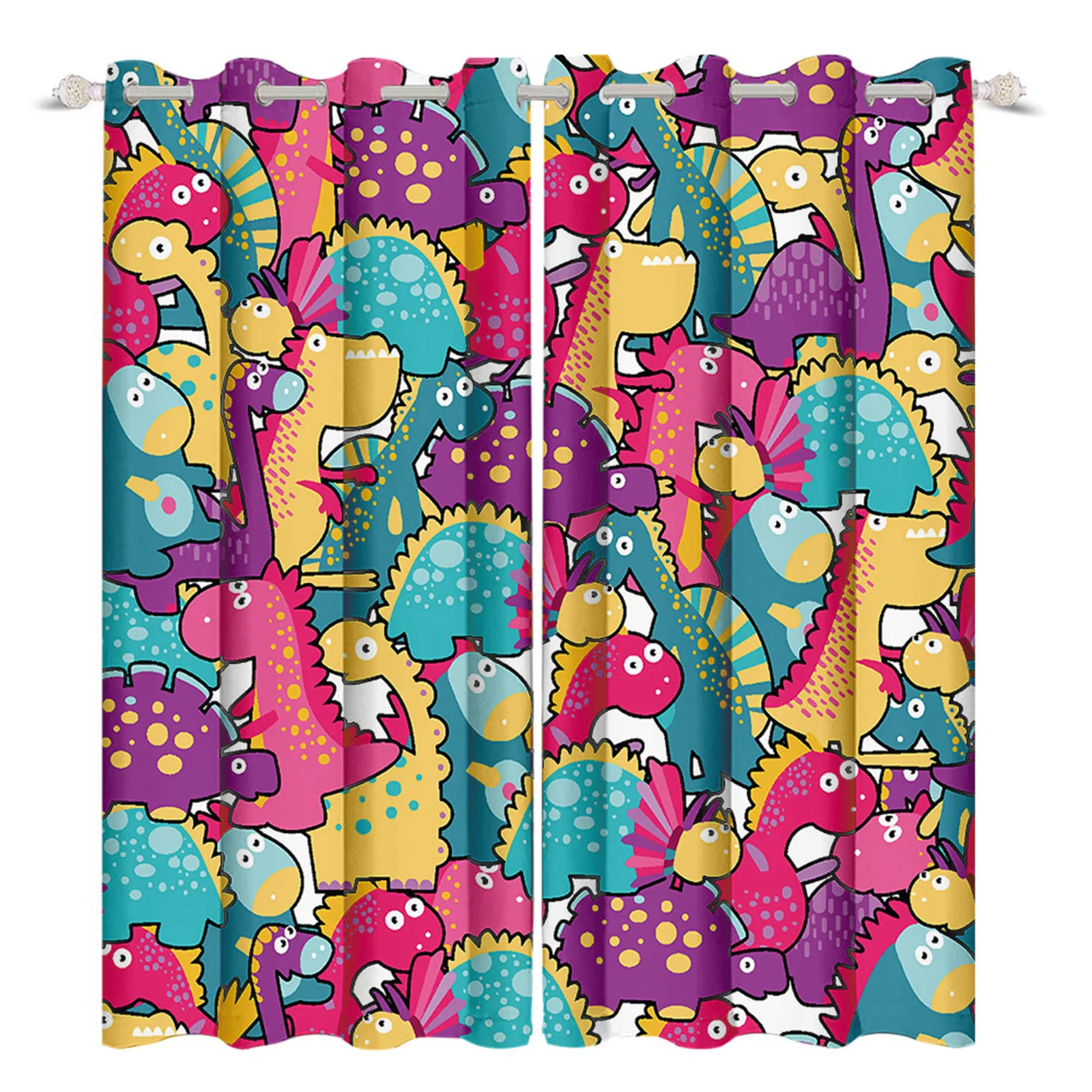 

High Quality 3D Printing Window Curtains Colorful Dinosaur Sunshade Drapes Home Decor For Boy Bedroom