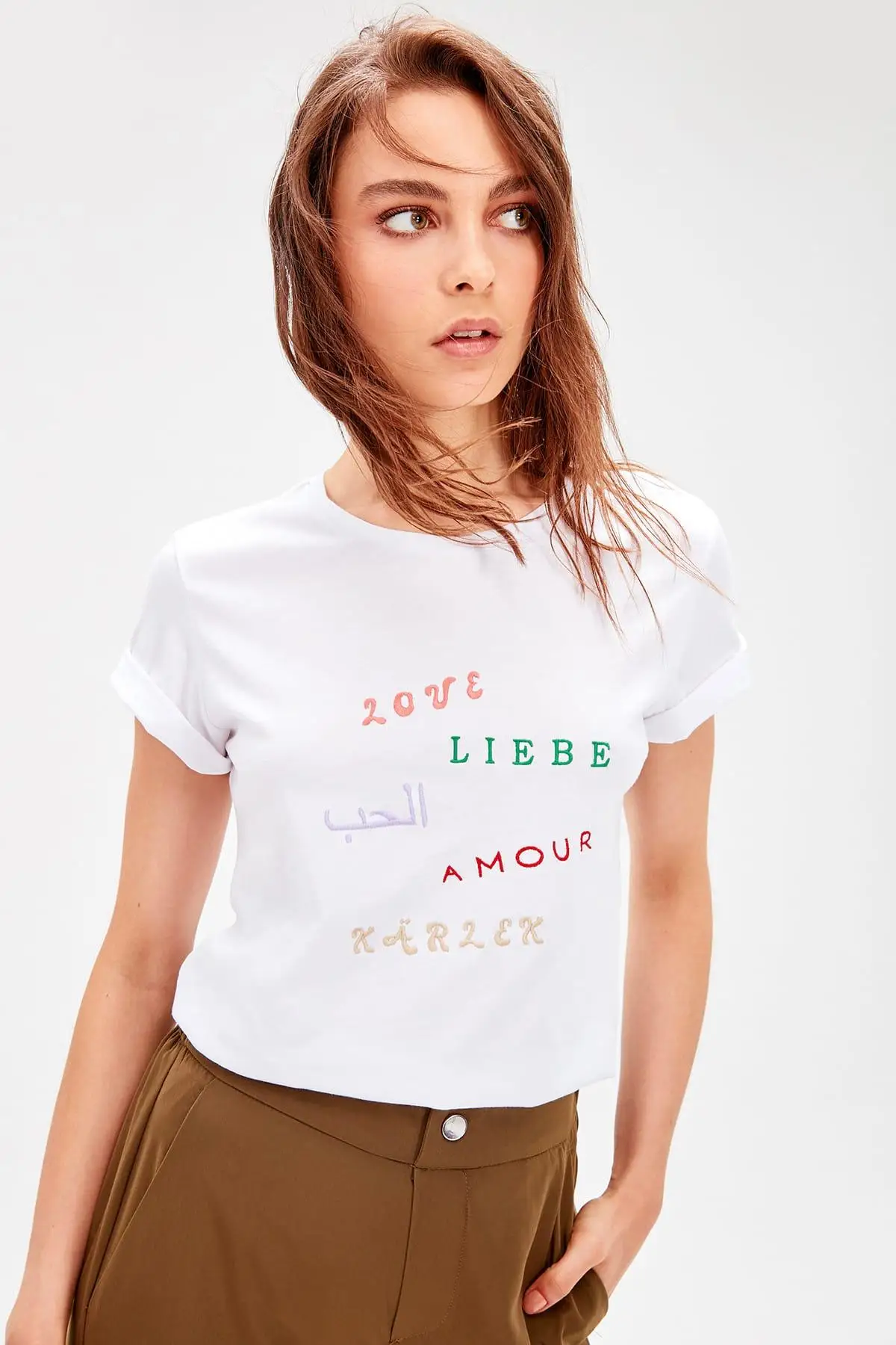 Trendyol белые Базовые Трикотажные футболки TWOAW20TS0034