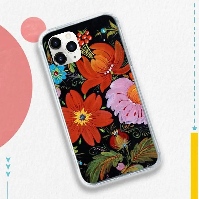 

Fashion Retro Style Flowers cover Phone Case for iPhone 11 12 pro XS MAX 8 7 6 6S Plus X 5S SE 2020 XR