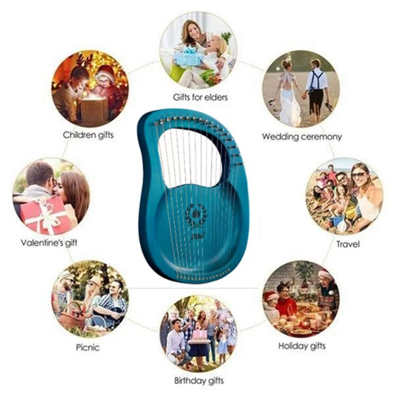 

ZANi Lyre Harp 16 Metal String Mahogany Crown Pattern Plate Type Lyra Harp with Tuning Wrench,for Adult,Kids,Beginner,Etc
