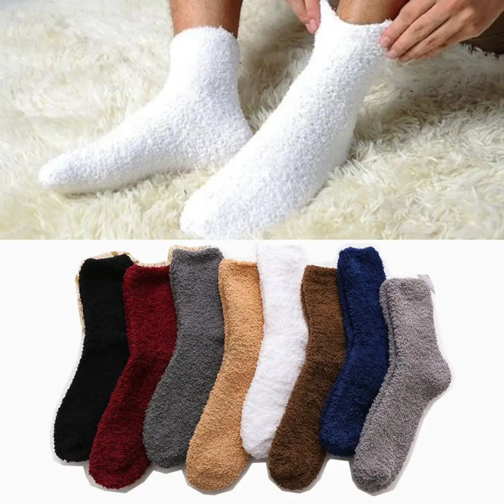 

Winter Men's Super Thick Warm High Quality Harajuku Retro Casual Coral Fleece Socks Floor Socks Wool Socks