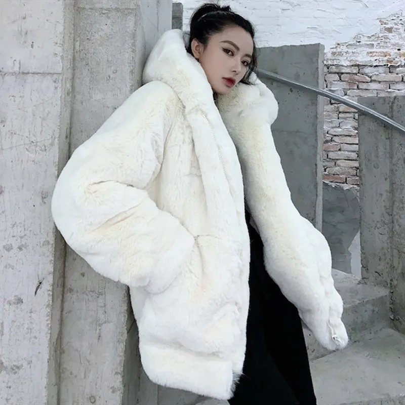 

GAMPORL 2021 зимнее искусственное меховое высококачественное модное женское пальто роскошное меховое свободное меховое женское пальто с капюшо...