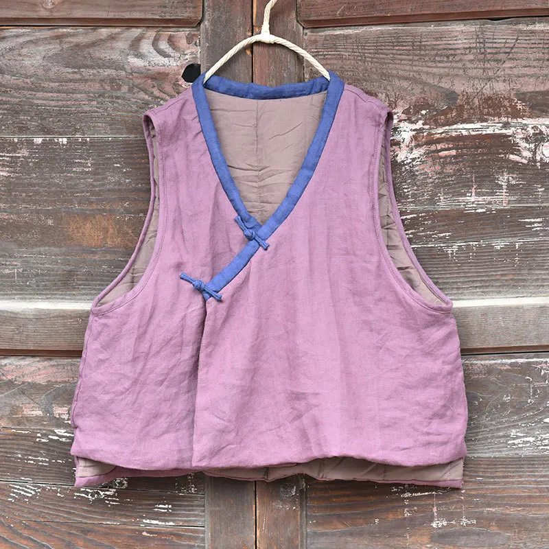 Парка YoYiKamomo женская из хлопка и льна теплая безрукавка с хлопковой подкладкой