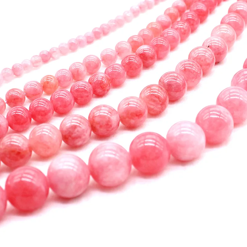 Pink Rose Malaysia Jad Natural Jewelry Stone Loose Beads 6/8/10/12mm DIY Woman Bracelet Necklace Ear Stud Accessories | Украшения и