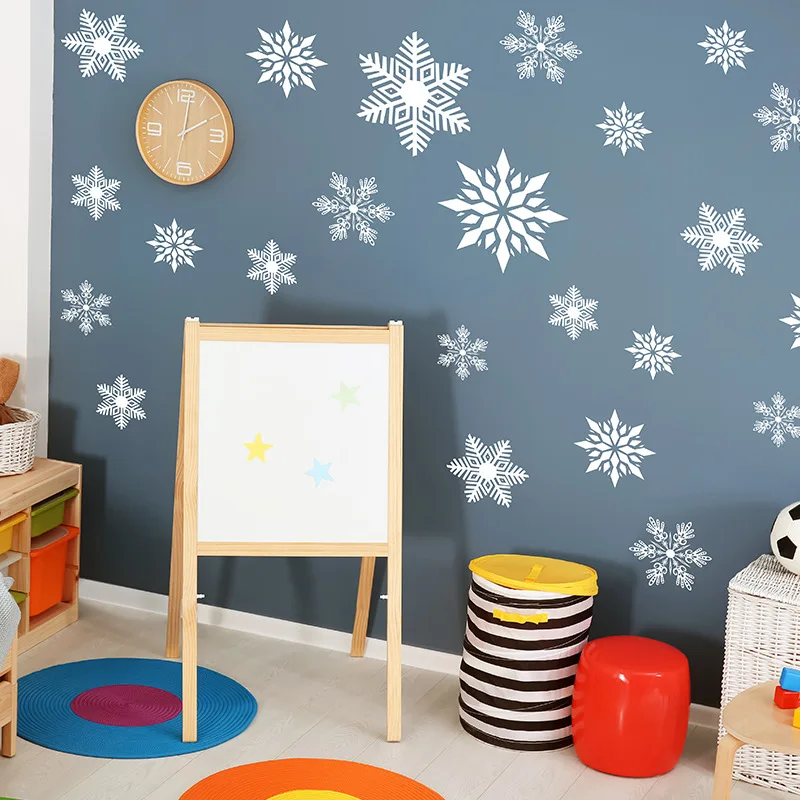 27 шт./лот рождественские наклейки на окна в виде снежинок зимние стену для