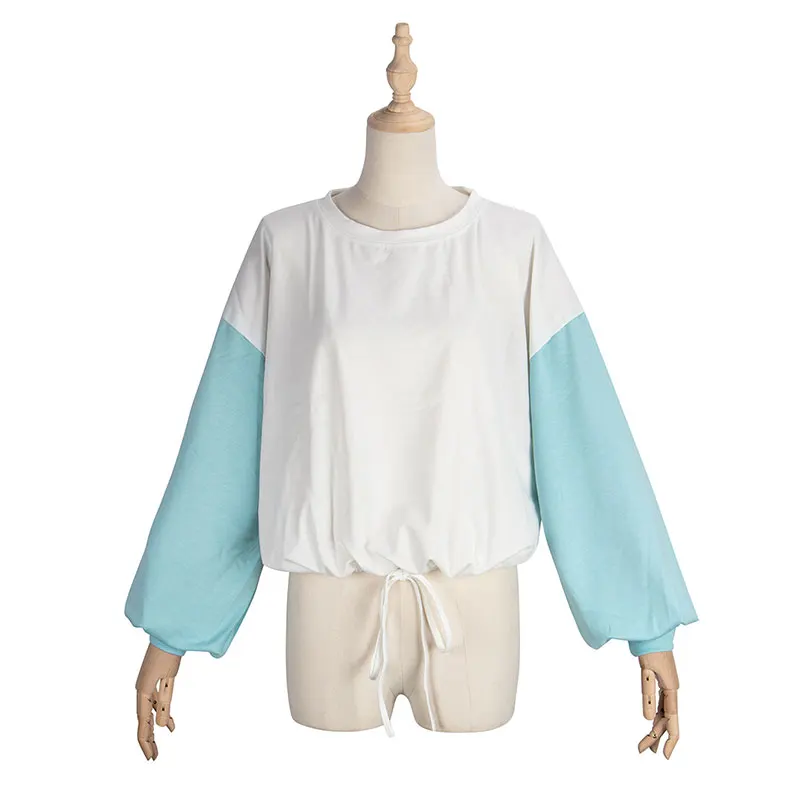 

2020 New Autumn Solid Patchwork T Shirt Top Women Casual O Neck Full Sleeve Bandage Shirt Top