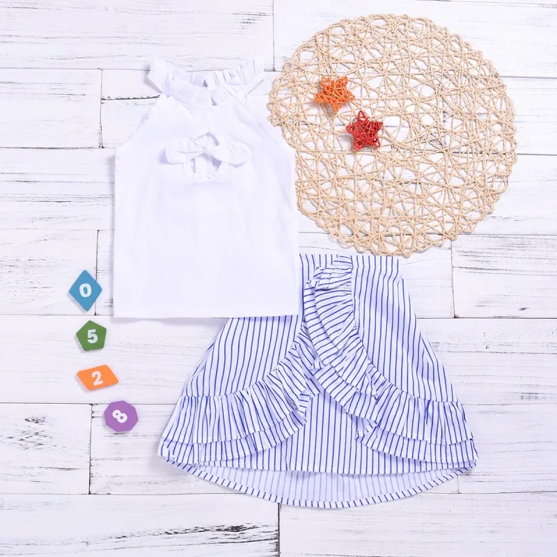 Новые детские повседневные милые наряды для девочек комплекты из 2 предметов