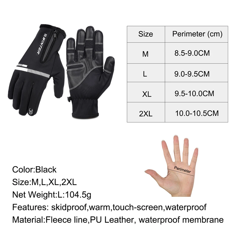 

Cycling Gloves Winter Fleece Thermal MTB Bike Gloves Touch Screen Outdoor Camping Hiking Motorcycle Bicycle waterproof Gloves
