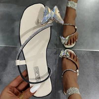 slippers womens bowknot sandals womens beach shoes fashion shoes open toe rhinestones bling2021 summer large size women shoes