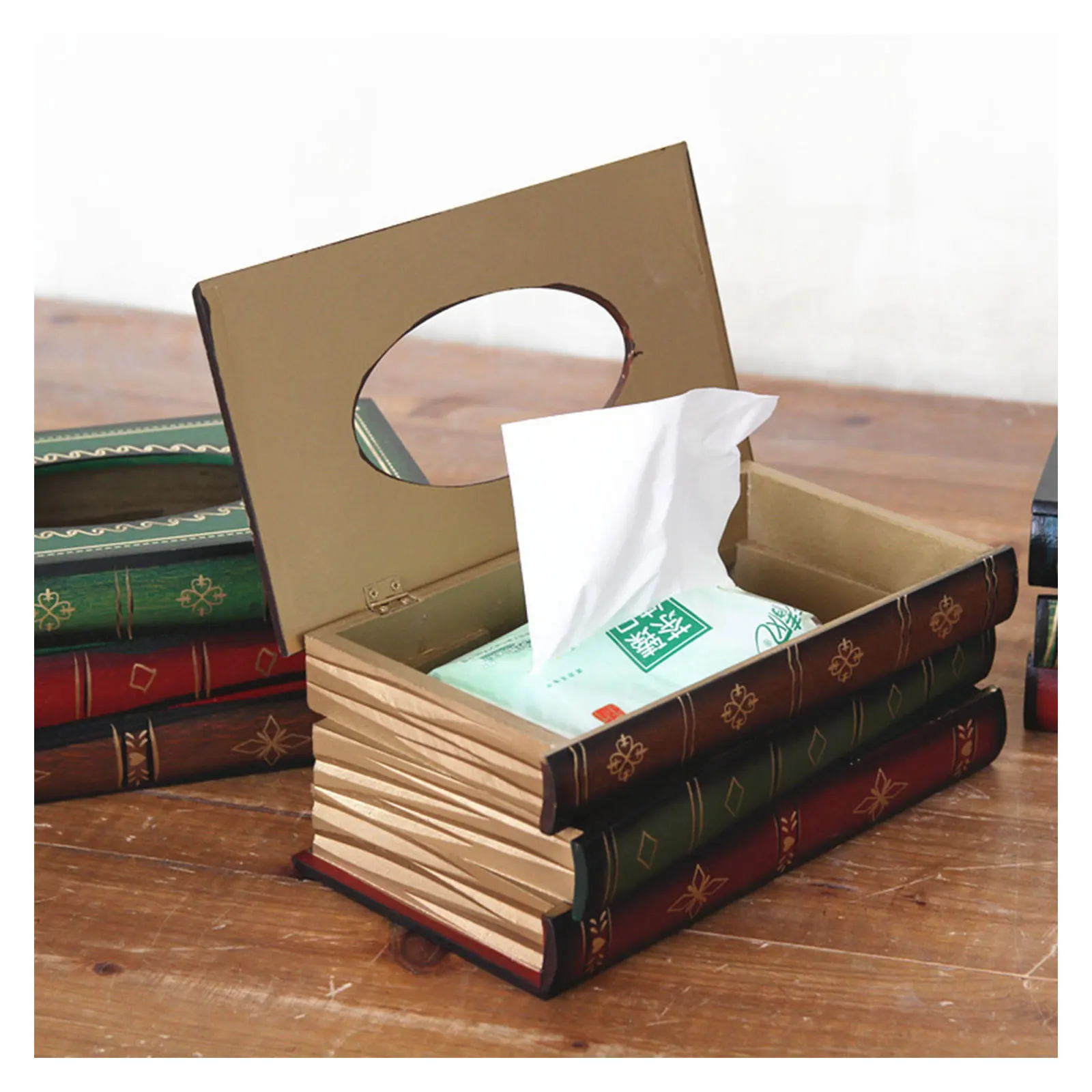 Ретро насос Ткань домашнего хранения коробки Симуляция Книга Ручная окрашенная Винтажный европейский стиль Органайзер.