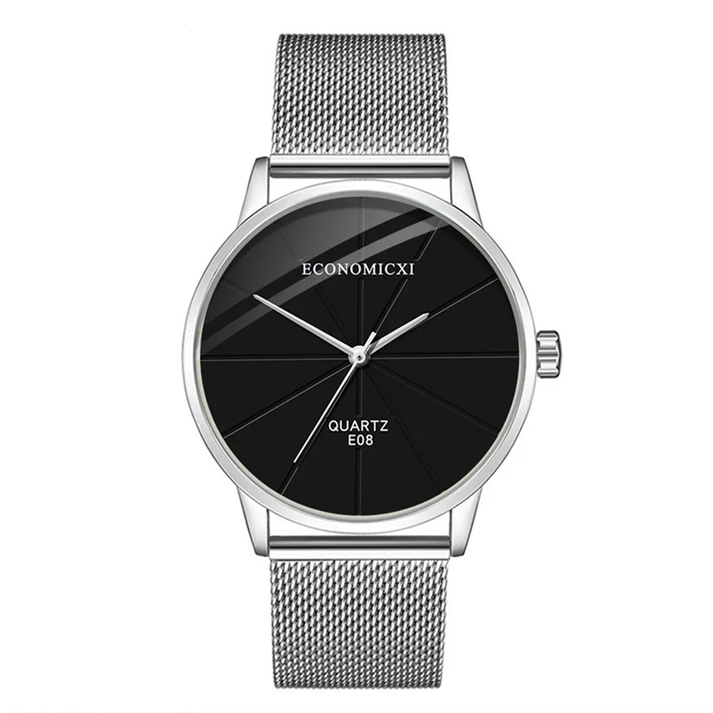 Мужские спортивные часы с кожаным ремешком чехол из нержавеющей стали Кварцевые