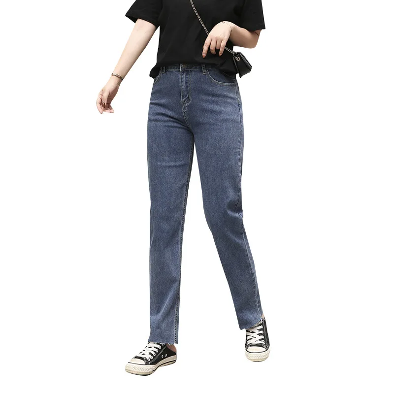 

2021 Large size high waist jeans women's loose and thin autumn spring new retro Harem wide leg pants straight 6XL