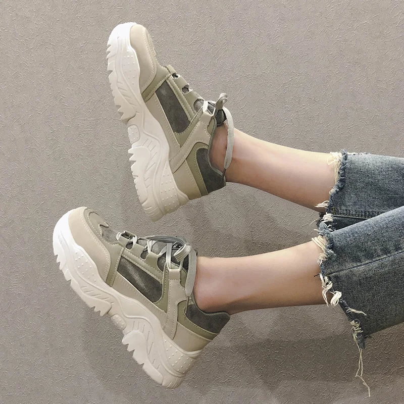 Высокие кроссовки женская обувь для студентов весна 2019 новые на толстой подошве