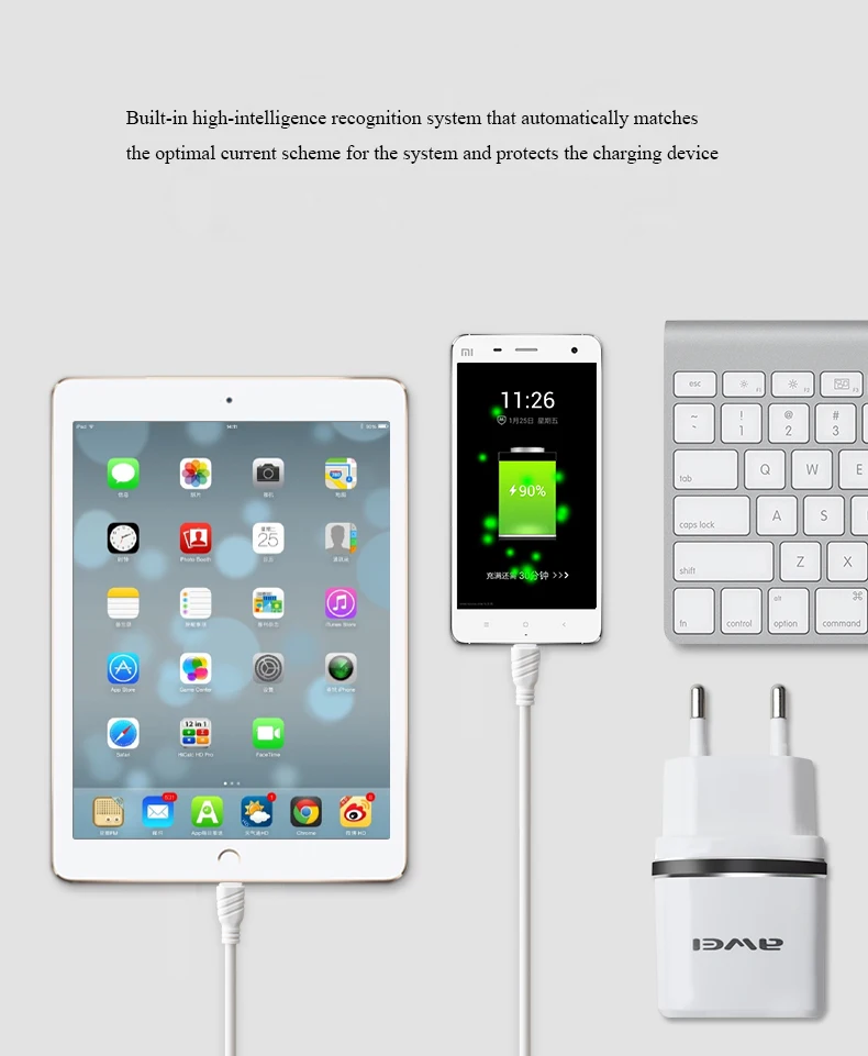 Awei C-930, двойной USB, универсальный AC110-240V для быстрой зарядки, для iphone 7, 8, huawei, разъем для телефона, быстрая зарядка, зарядное устройство для samsung S8, S9