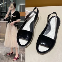 women sandals 2021 summer fashion all match ladies flat fish mouth slipper thick bottom soft sole casual beach roman jelly shoes
