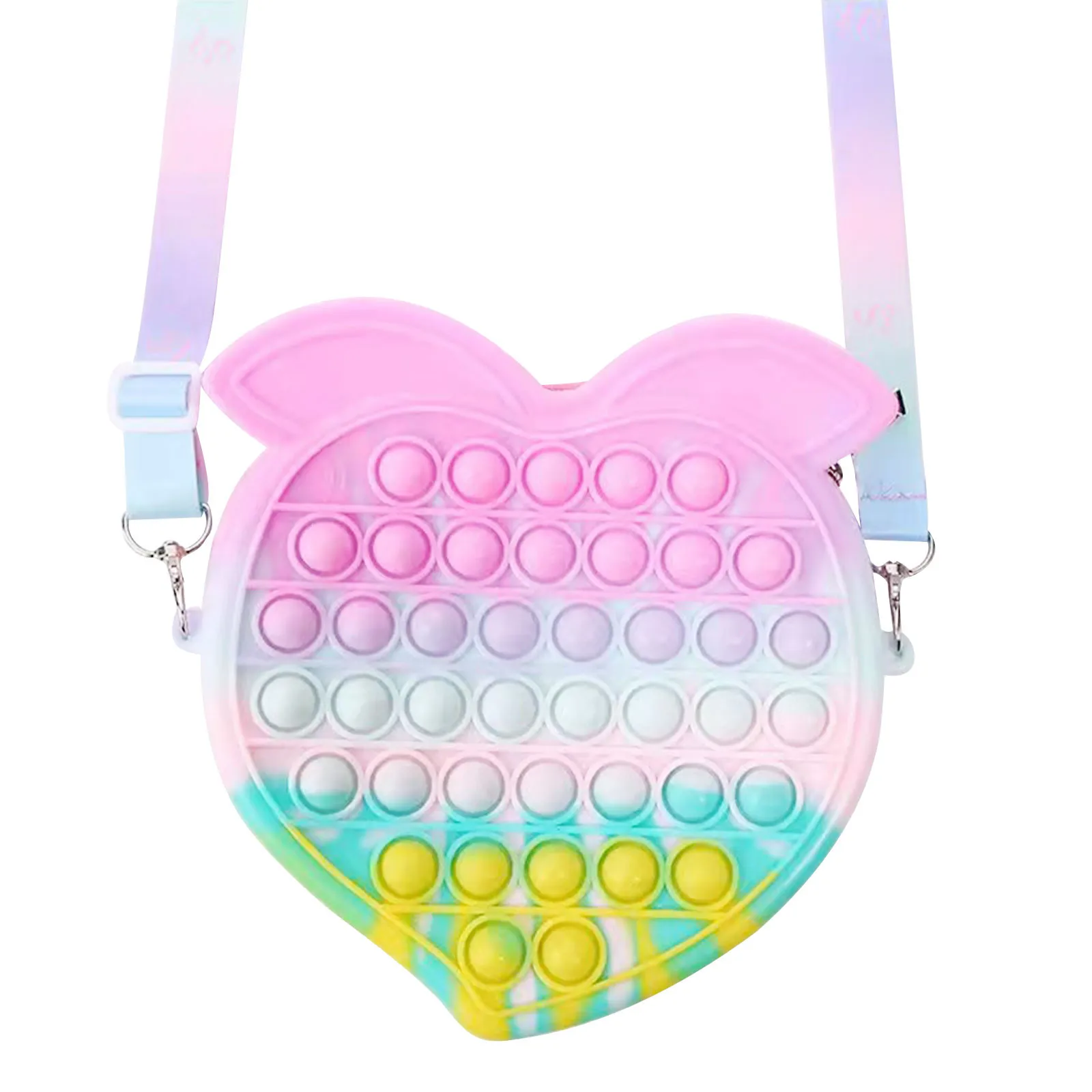 Fashion popet Push its Bubbles Toy Rainbow Shoulder Bags Kawaii Coin Purse Children Backpack Ladies Bag Simple Dimple Fidget | Игрушки и