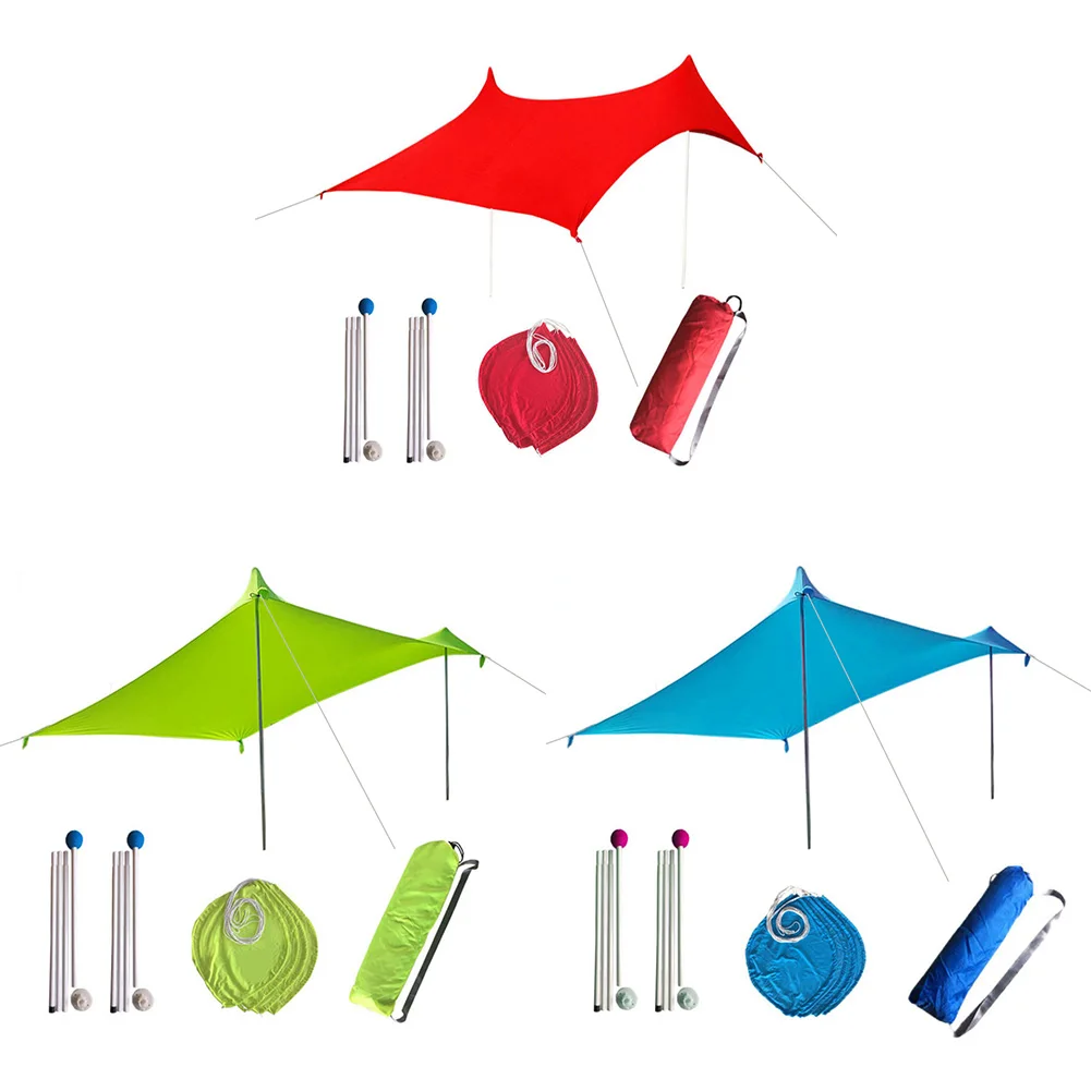 저렴한 Sandbag Anchors 4 개의 무료 Pegs UPF50 + UV 대형 휴대용 캐노피 공원 야외 캠핑과 해변 양산 텐트