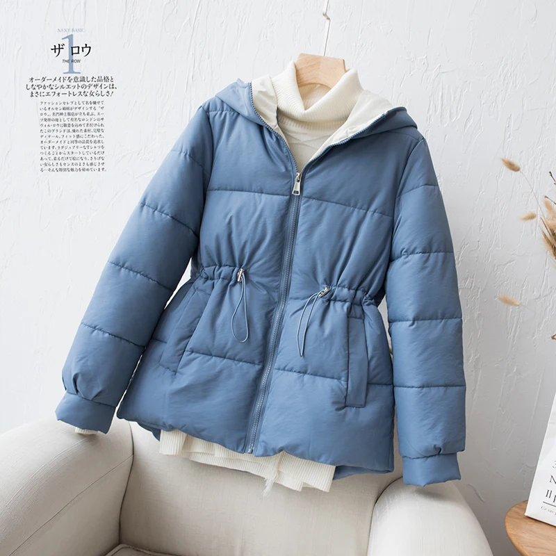 

Abrigos Mujer Invierno 2021 New Zipper Parka Short Cotton-padded Jacket Hooded Warm Winter Jacket Women Solid Winter Coat Womens