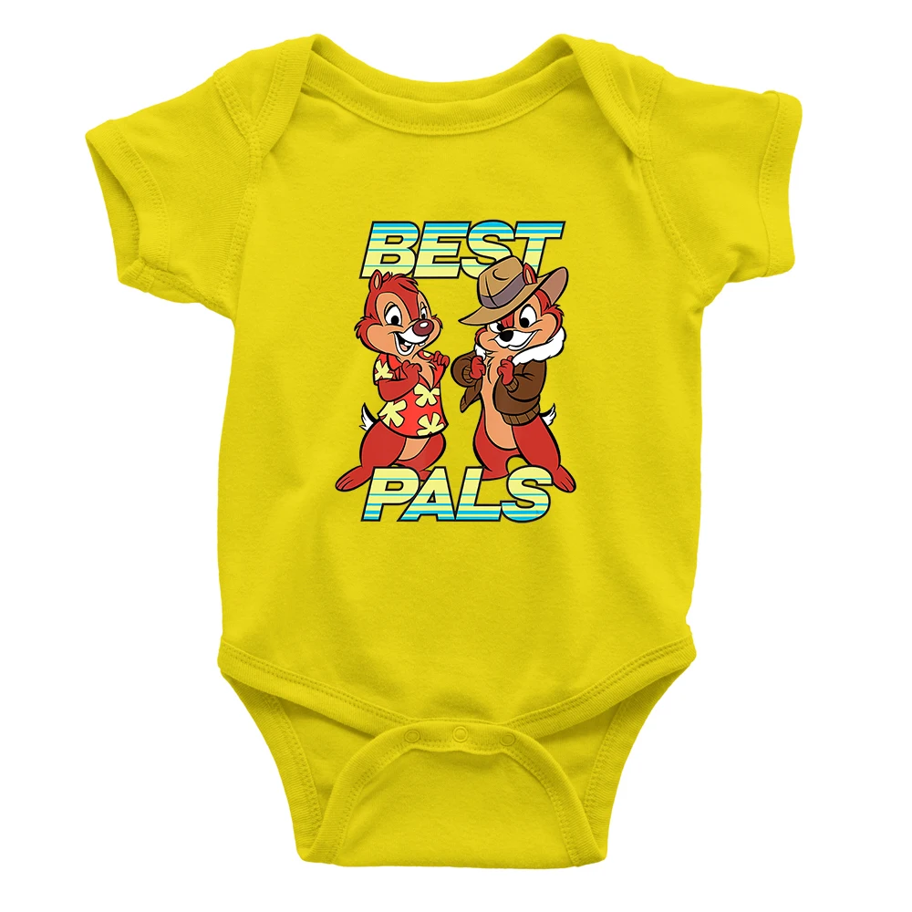 Monos de ni&ntilde;o de Disney, moda, novedad de verano, cuello redondo, manga corta, Mono de ni&ntilde;o de 0 a 24 meses, estampado de dibujos animados de Chip-4