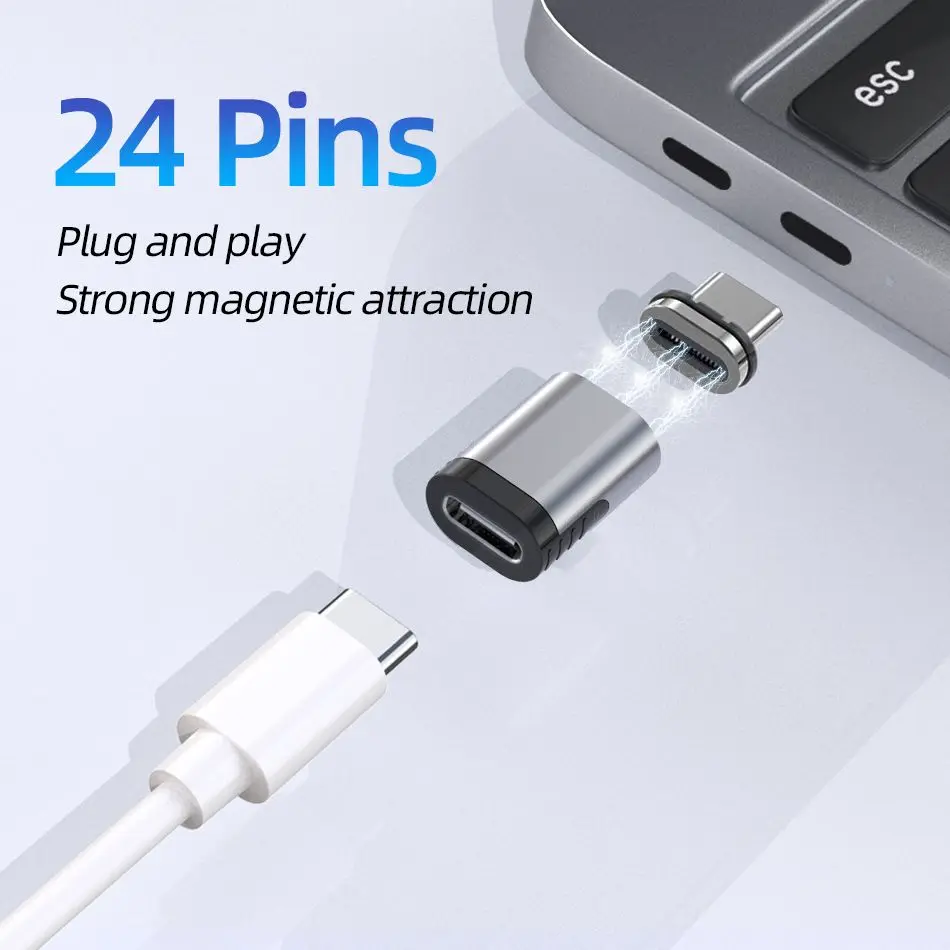 

24Pins Magnetic USB C Adapter Type-C Connector PD 100W Fast Charging 10Gbp/s Converter for iPad MacBook Pro HUAWEI XIAOMI Switch