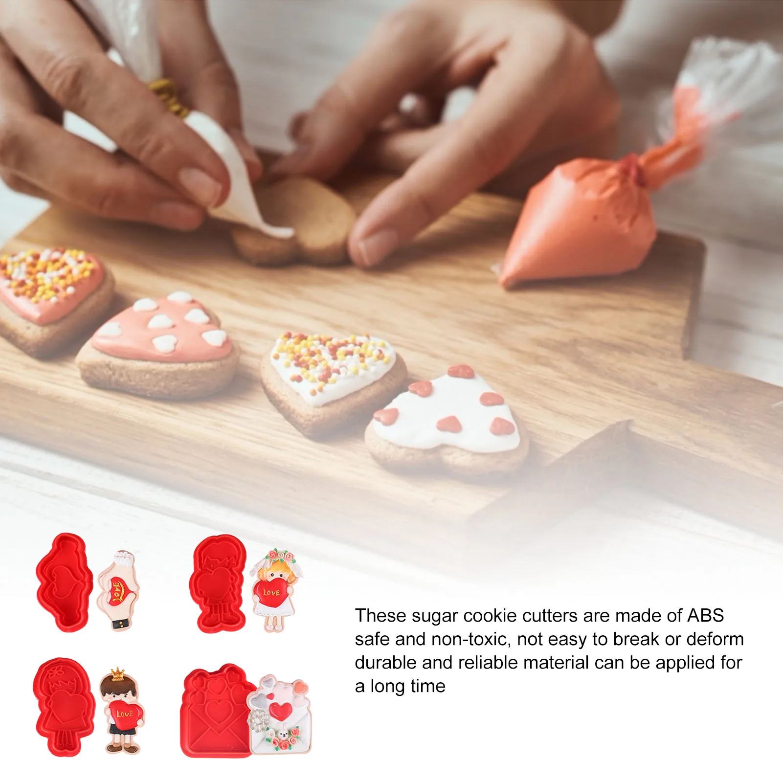 

Valentines Day Cookie Cutters 3D Cute Cartoon Embossing Mould Cutter Set For Wedding Gifts Kitchen Decoration Tools