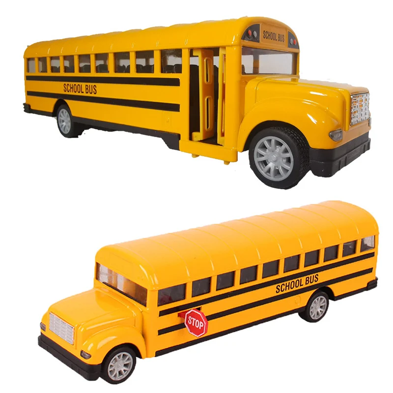 

6 Style Christmas Gift Huge Yellow School Bus Sound Light Fun Open-able Doors Pull Back Model Music Car Toy For Children Gift