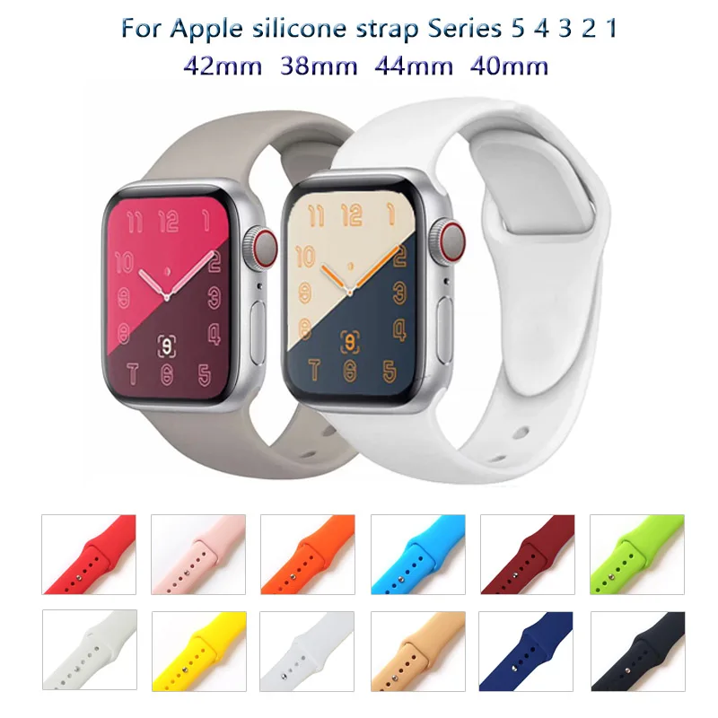 Мягкий силиконовый спортивный ремешок для наручных часов Apple Watch 38 мм/42 40 мм 44
