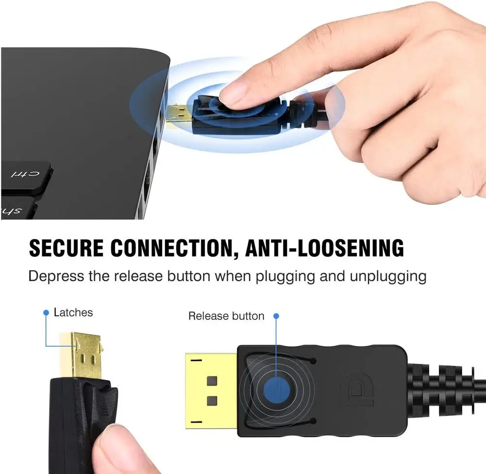 Порт дисплея для аудио кабеля 4K кабель адаптера ПК ноутбуков смарт ТВ порт к HDMI