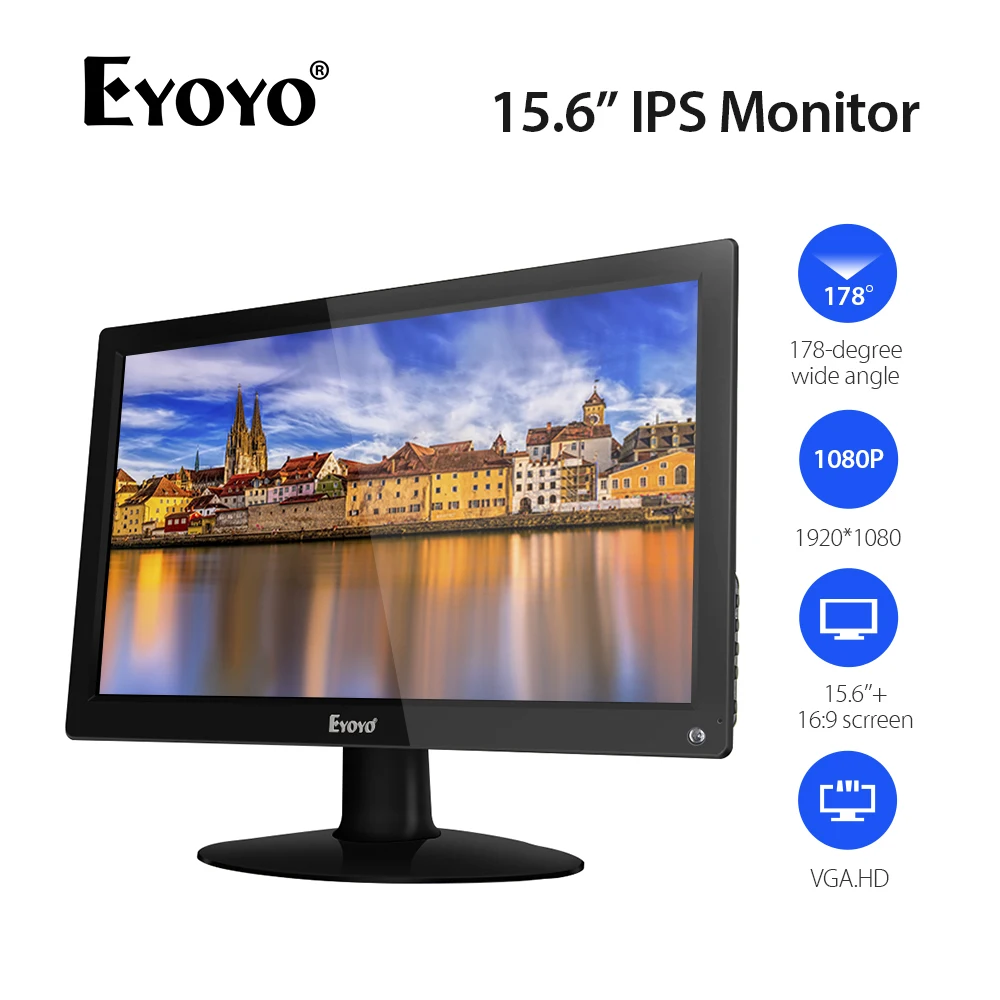 Eyoyo 15 6 дюймов монитор большой Hdmi портативный vga CCTV с экраном lcd 1920x1080 IPS display BNC